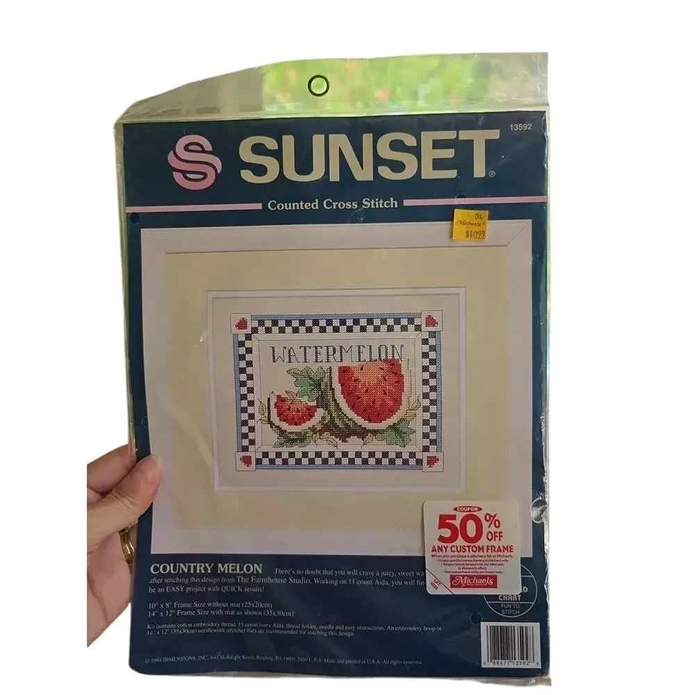 Dimensions Sunset 1994 Cross Stitch Kit 13592 Country Melon Size 10”x8”
